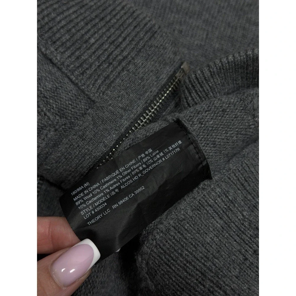 Theory Alcos Wool / Cashmere Men's Sz M Full Zip Hoodie Sweater in Gray